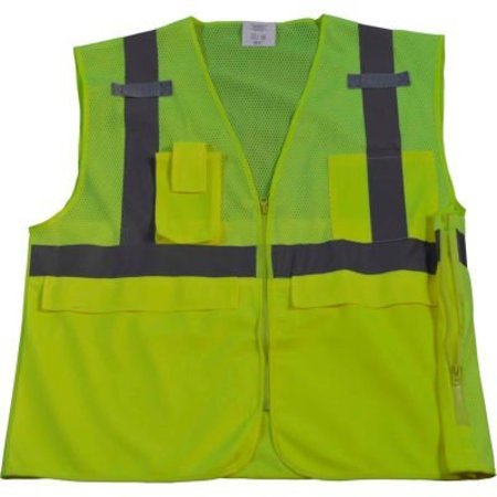 PETRA ROC INC Petra Roc Multi-Pocket Surveyor's Safety Vest, ANSI Class 2, Polyester Mesh, Lime, 4XL/5XL LVM2-SUV-4X/5X